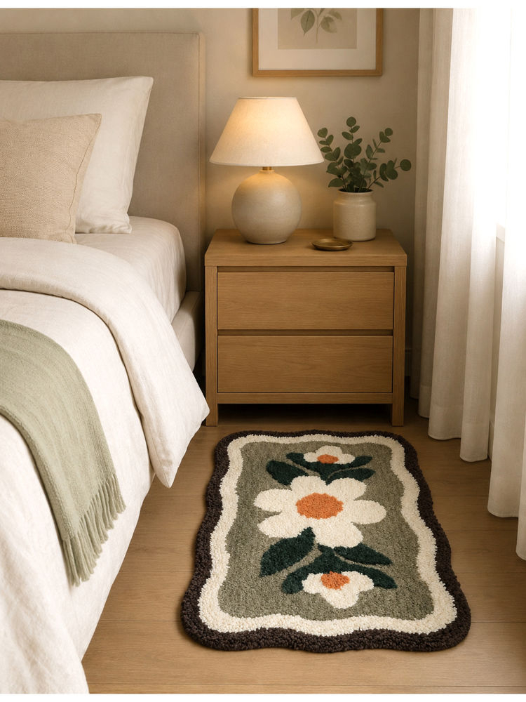 Saral Home Bellis Microfiber Floral Anti-Skid Multi-Colour Bath Mat (S)-image-33
