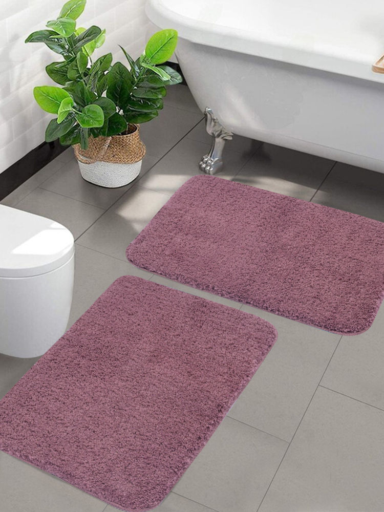 Saral Home Solid Soft Microfiber Antiskid Mauve Bath Mats (Pack of 2) (S)-picture-38