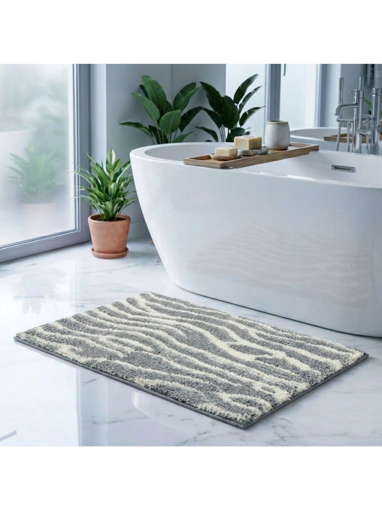 Saral Home Dune Microfiber Antiskid Grey Bath Mat (S)-image-32