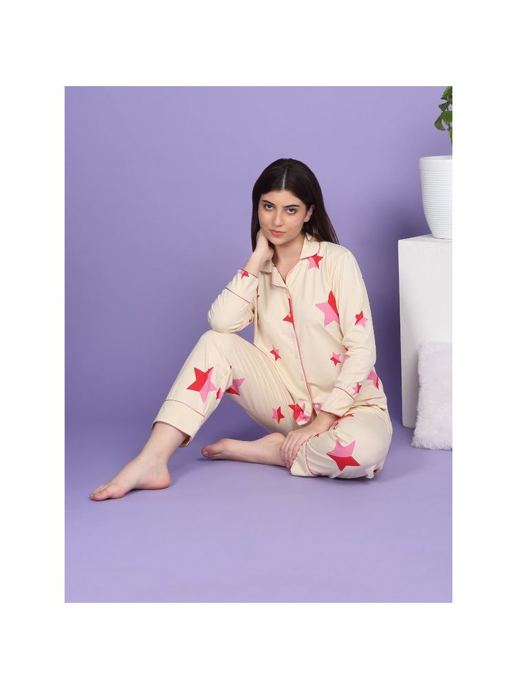 Sweet Dreams Beige Printed Shirt and Pyjama-picture-25
