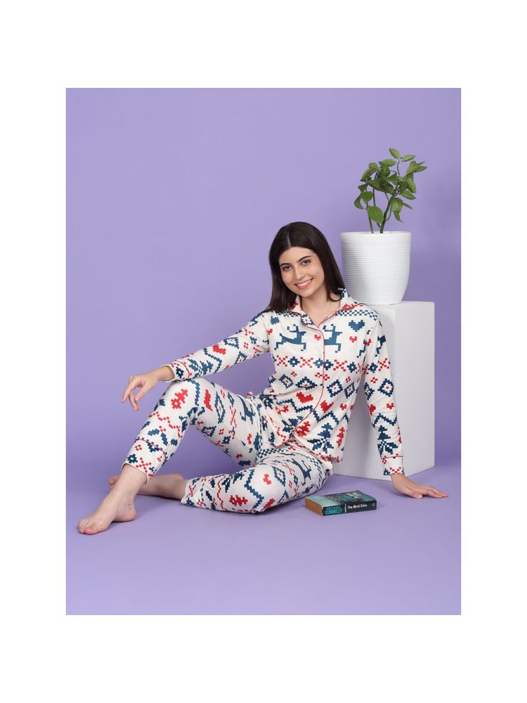 Sweet Dreams Beige Printed Shirt and Pyjama-image-21