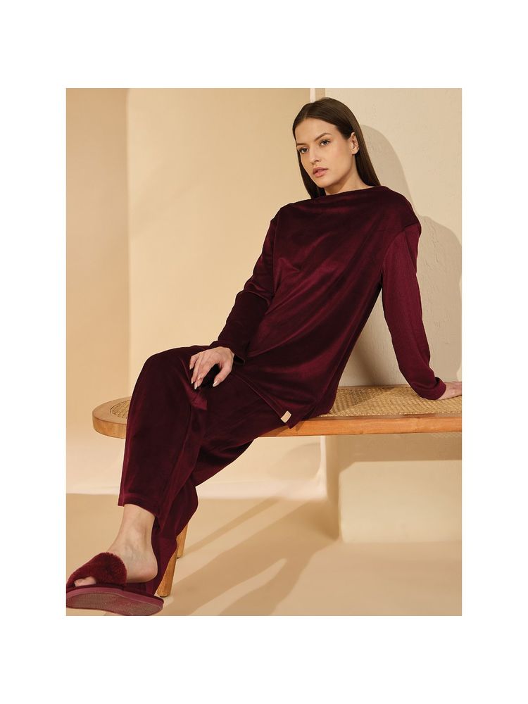 Sweet Dreams Wine Solid T-shirt and Pyjama-picture-15