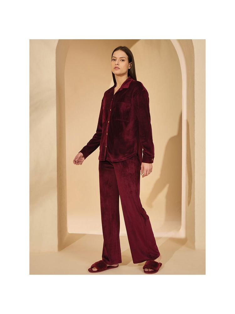 Sweet Dreams Wine Solid Shirt and Pyjama-picture-10