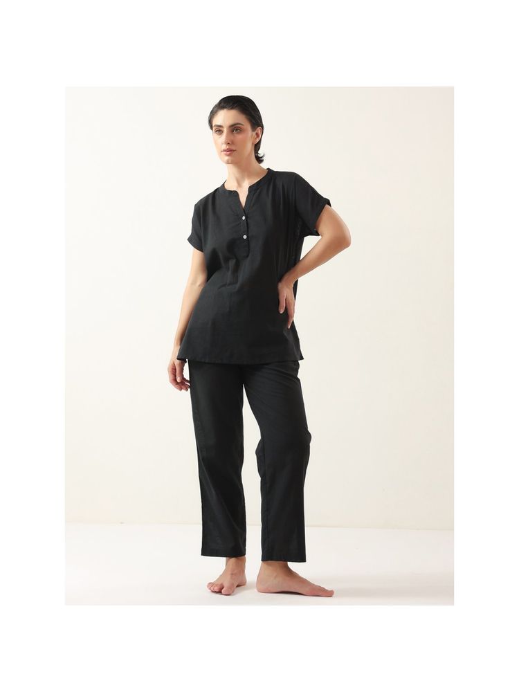 sanskrutihomes SAY Black Solid Top and Pyjama-picture-14
