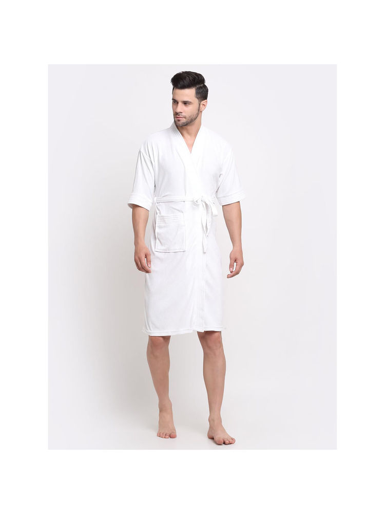 Creeva Unisex Micro Terry White Soft and Lightweight Kimono Style Bath Robe-picture-15