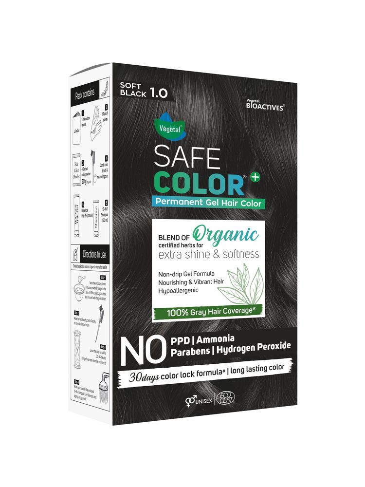 Vegetal Safe Color Organic Permanent Gel Hair Colour - Soft Black 1.0-picture-31