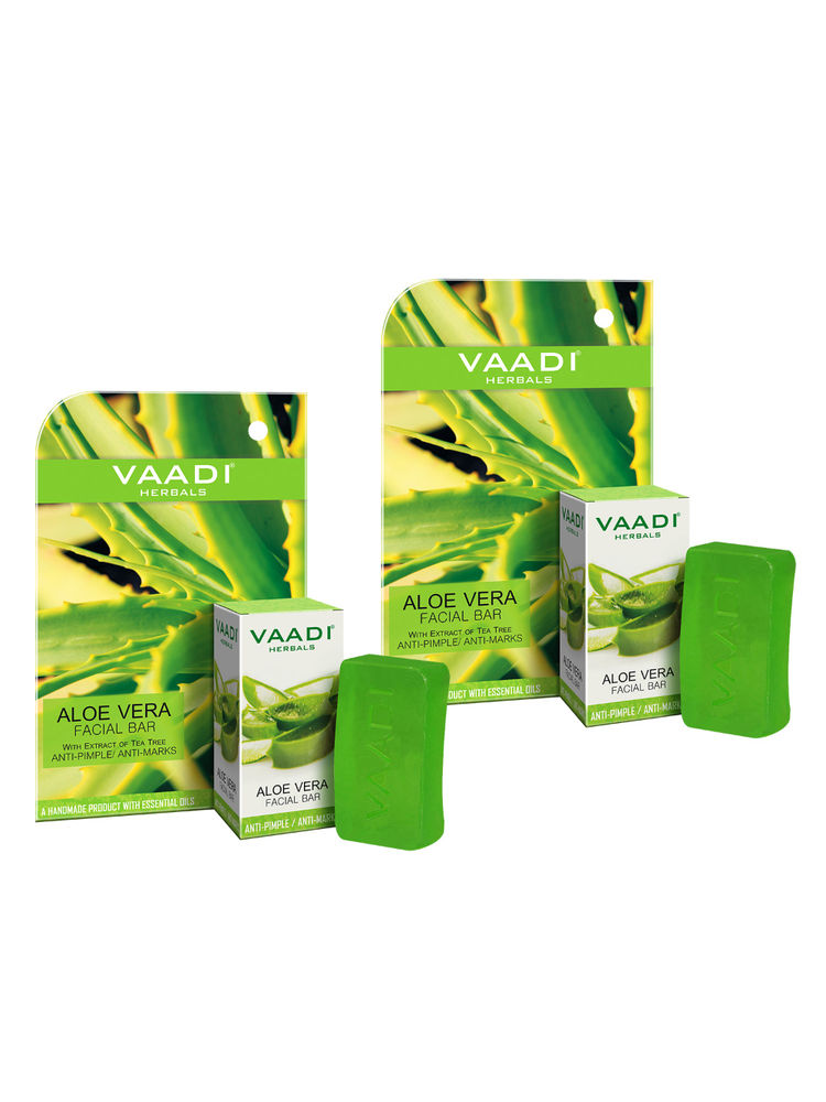 Vaadi Herbals Aloe Vera Facial Bar with Extract Of Tea Tree -Pack of 2