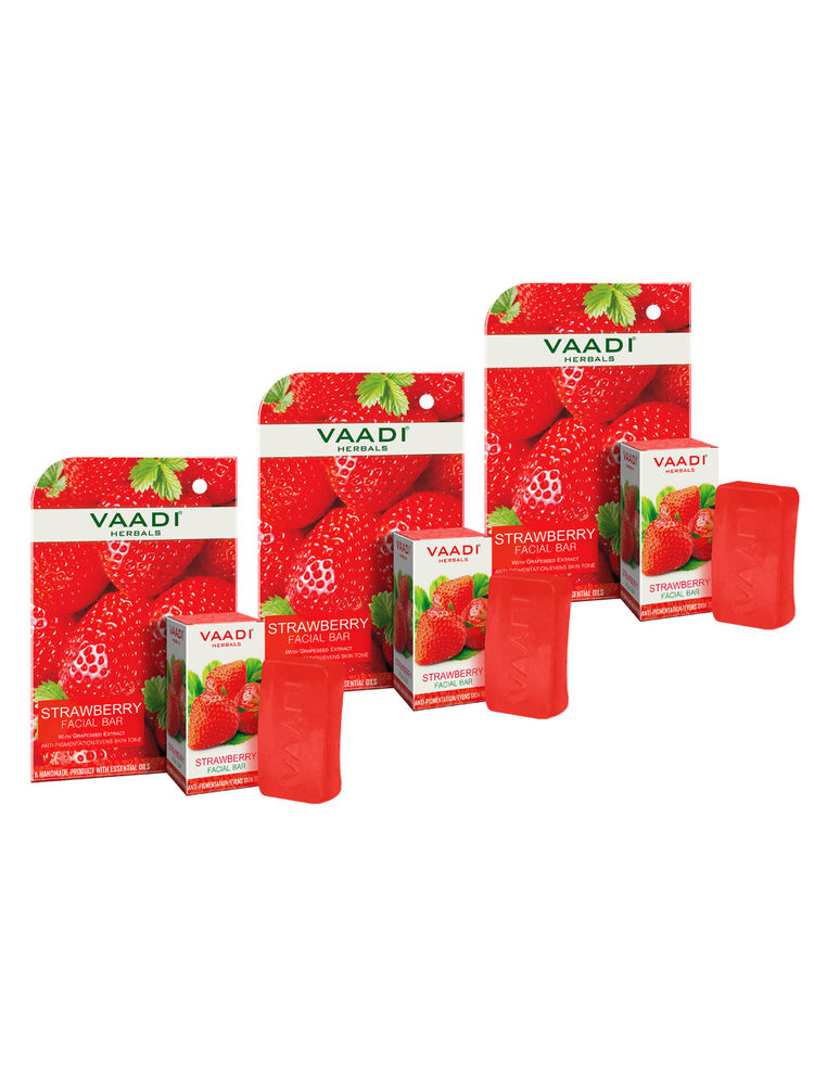 Vaadi Herbals Strawberry Facial Bar - Pack of 3-image-3