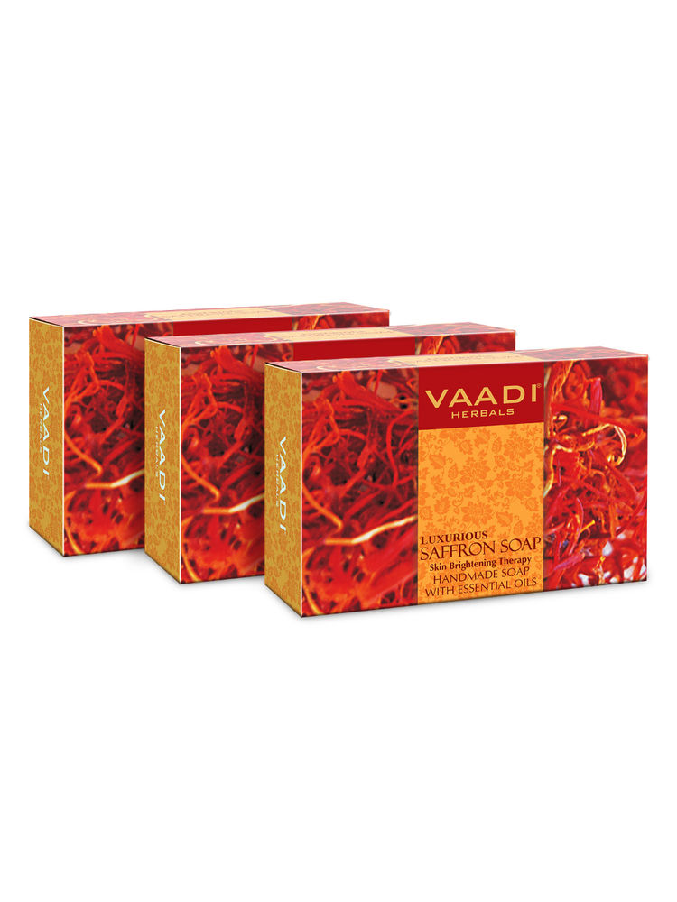 Vaadi Herbals Luxurious Saffron Soap - Skin Whitening Therapy - Pack of 3