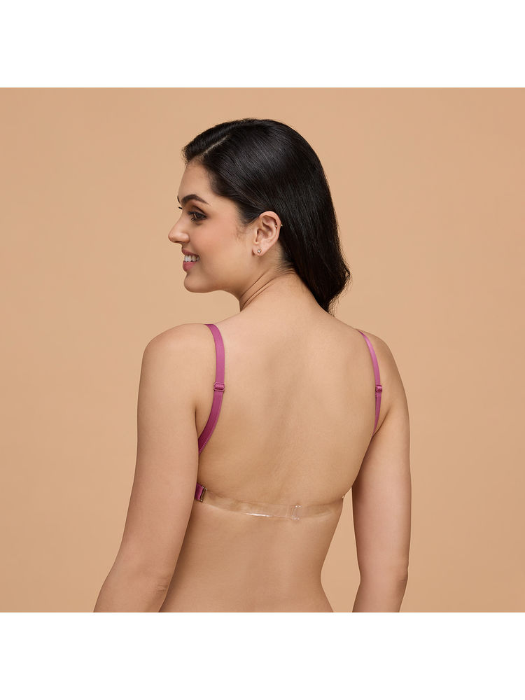 Nykd by Nykaa Breathe Cotton Transparent Back Padded Non Wired T-Shirt Bra NYB007 Rose-picture-21