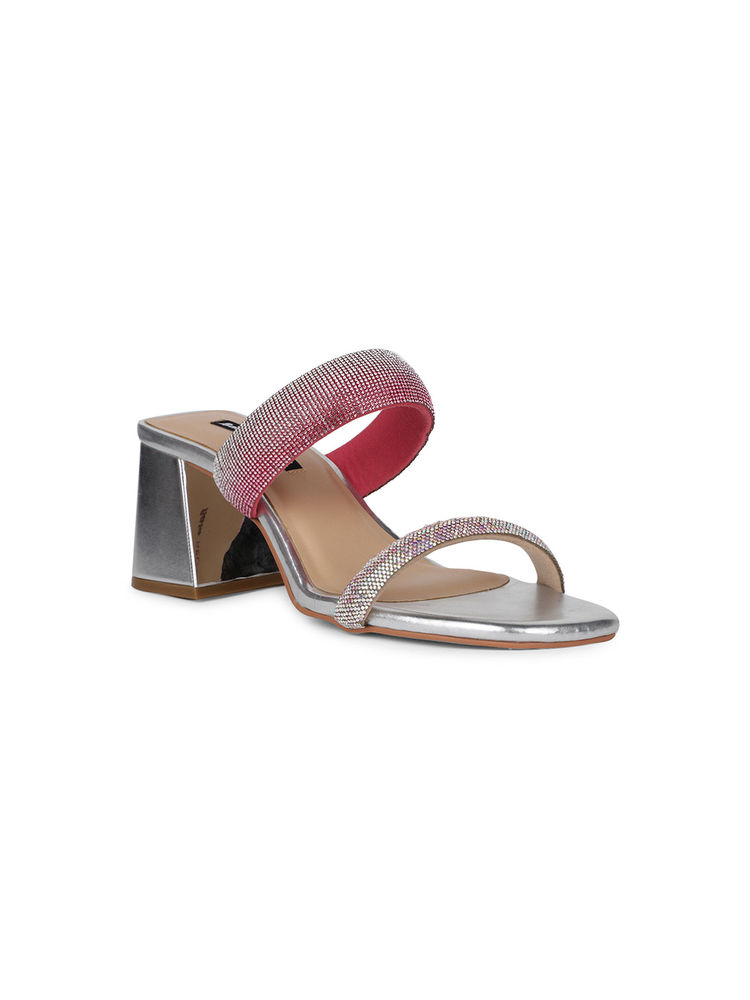 Bata Women's Silver Block Sandal Heels-picture-12