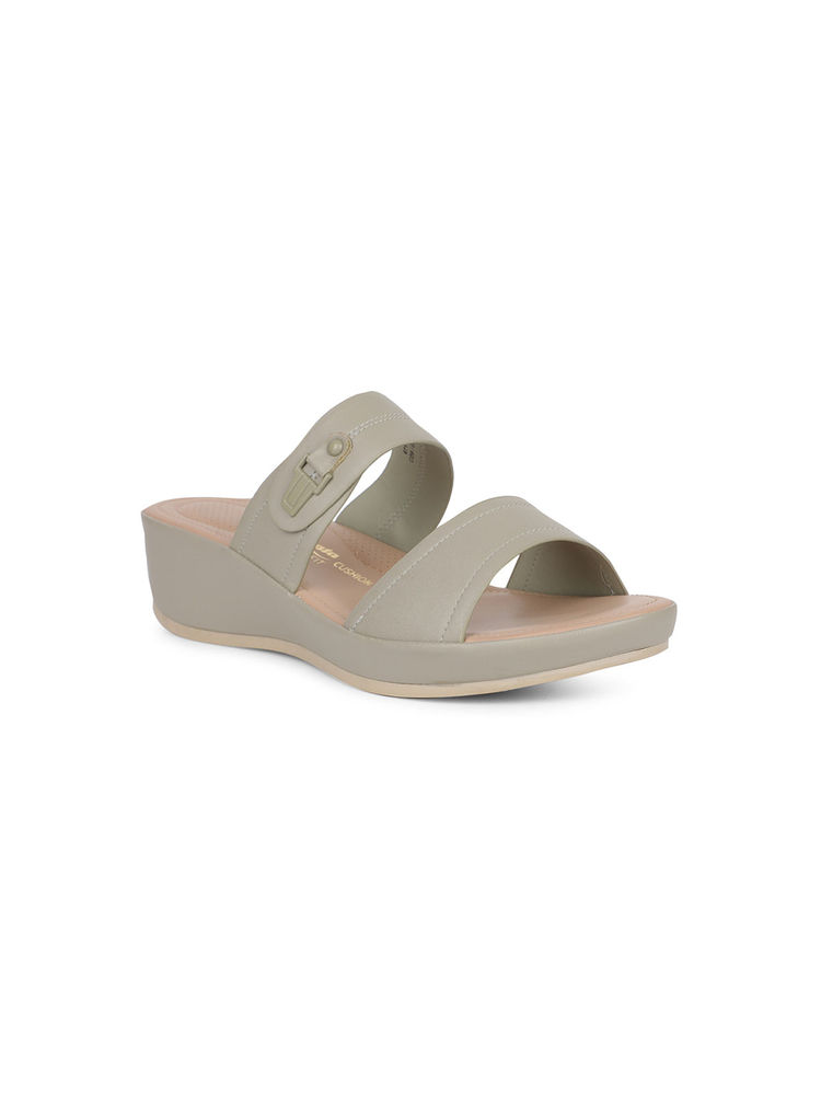 Bata Comfit Women's Green Wedges Sandals-picture-22