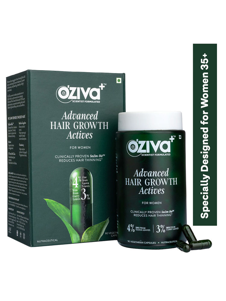 Oziva Advanced Hair Growth ActivesReduces Thinning Hair & Improves Scalp Coverage|Pure Plant Actives