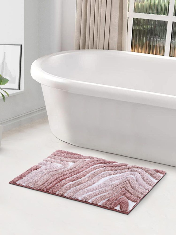 OBSESSIONS Polyester Anti-Skid Abstract Bath Mat - Purple-picture-26