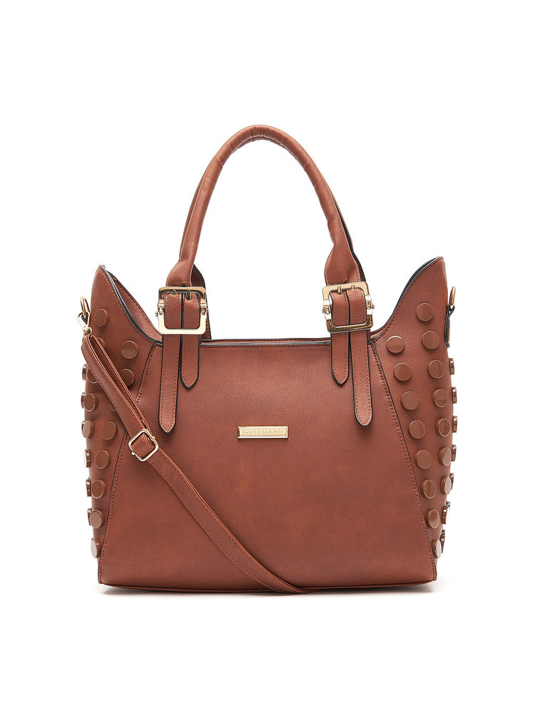 Giordano Brown Solid Satchel Handbag-image-15