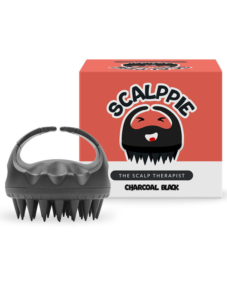 Scalppie Silicon Hair Scalp Massager & Shampoo Brush Scrub For Hair Growth & Anti Dandruff - Black