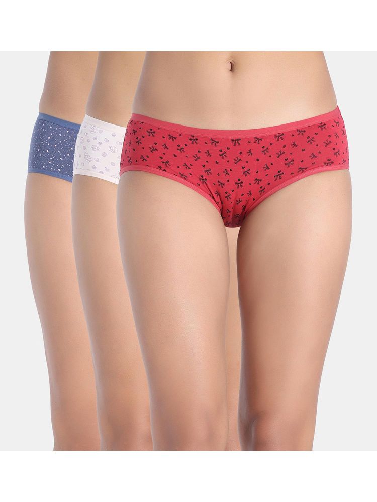 Zivame Low Rise Full Coverage Hipster Panty - Multi-Color (Pack of 3)-picture-22