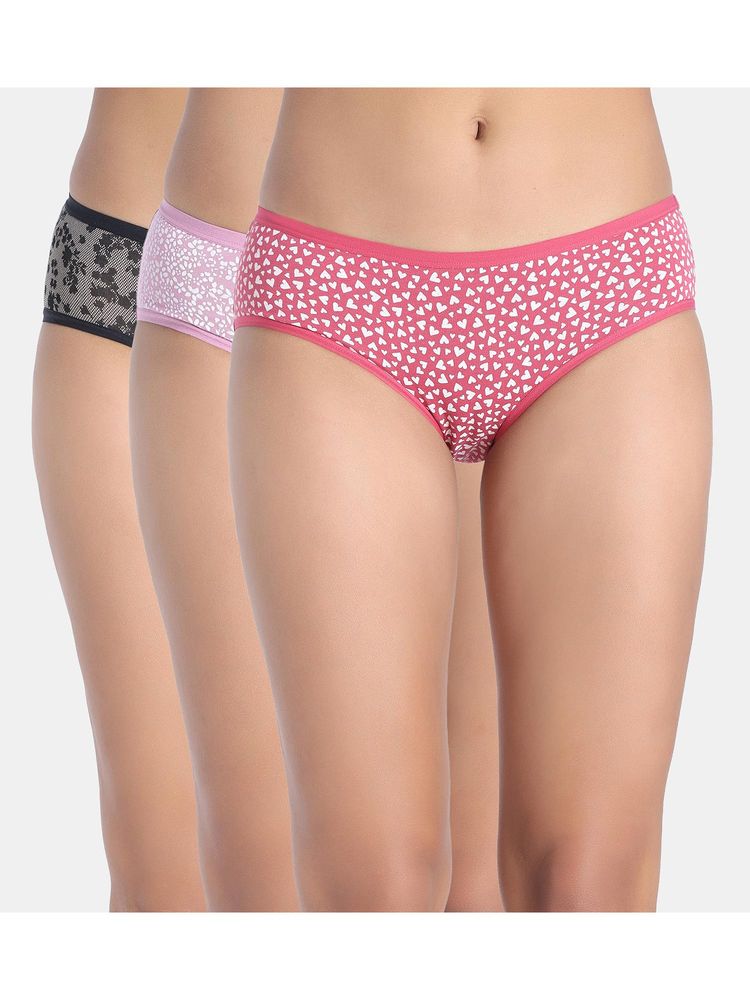 Zivame Low Rise Full Coverage Hipster Panty - Multi-Color (Pack of 3)-picture-12
