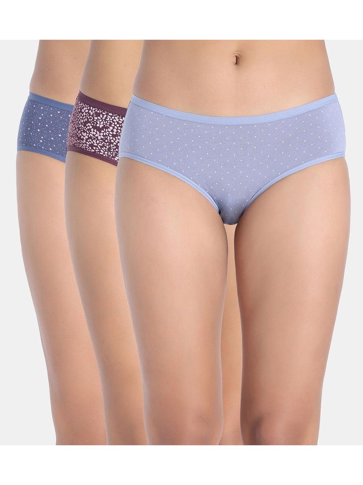 Zivame Low Rise Full Coverage Hipster Panty - Multi-Color (Pack of 3)-picture-16