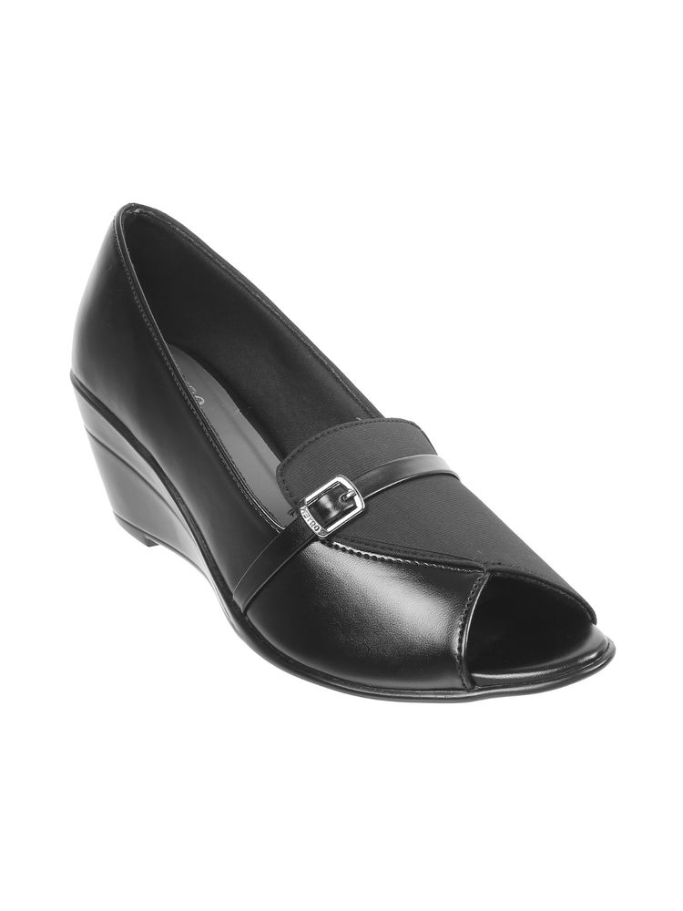 Metro Womens Black Peep Toes WedgesMetro Women Black Synthetic Peep Toes-image-11