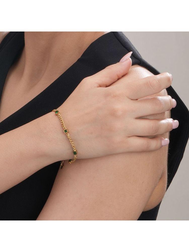 Palmonas Gold Green Gem Chain Bracelet for Womens-image-41