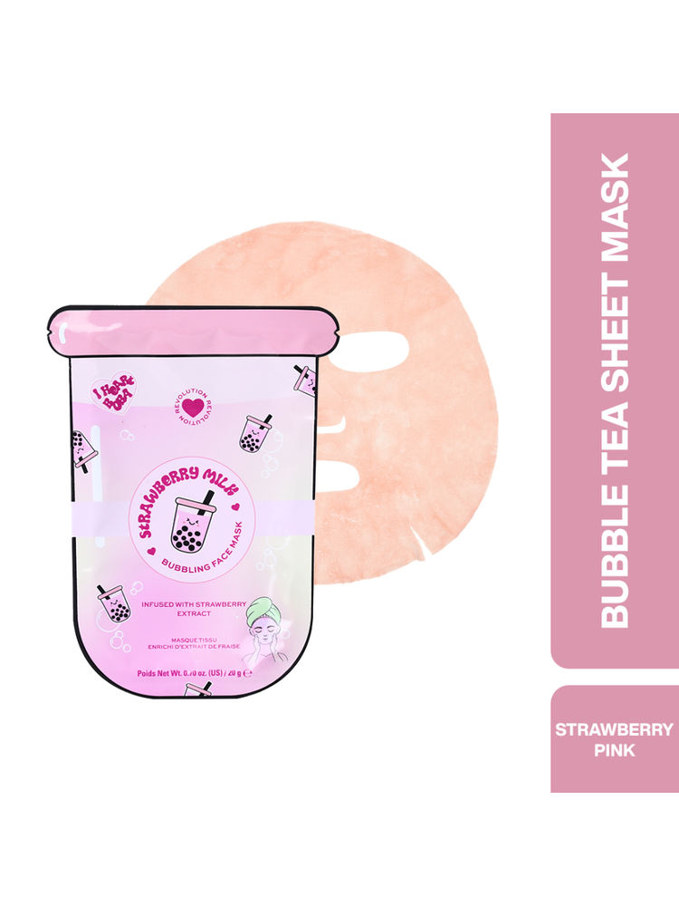 Makeup Revolution Bubble Tea Strawberry Milk Bubble Sheet Mask - Strawberry Pink-picture-25