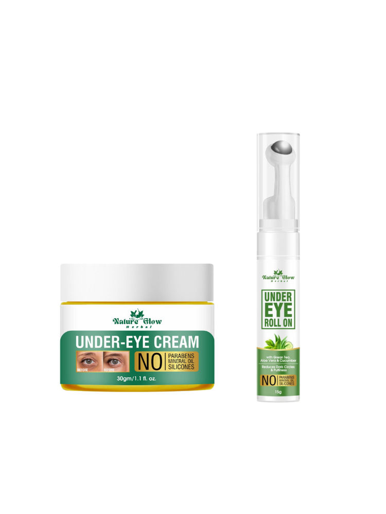 Nature Glow Herbal Under Eye Cream & Greentea Gel Roll On - Pack of 2-image-33