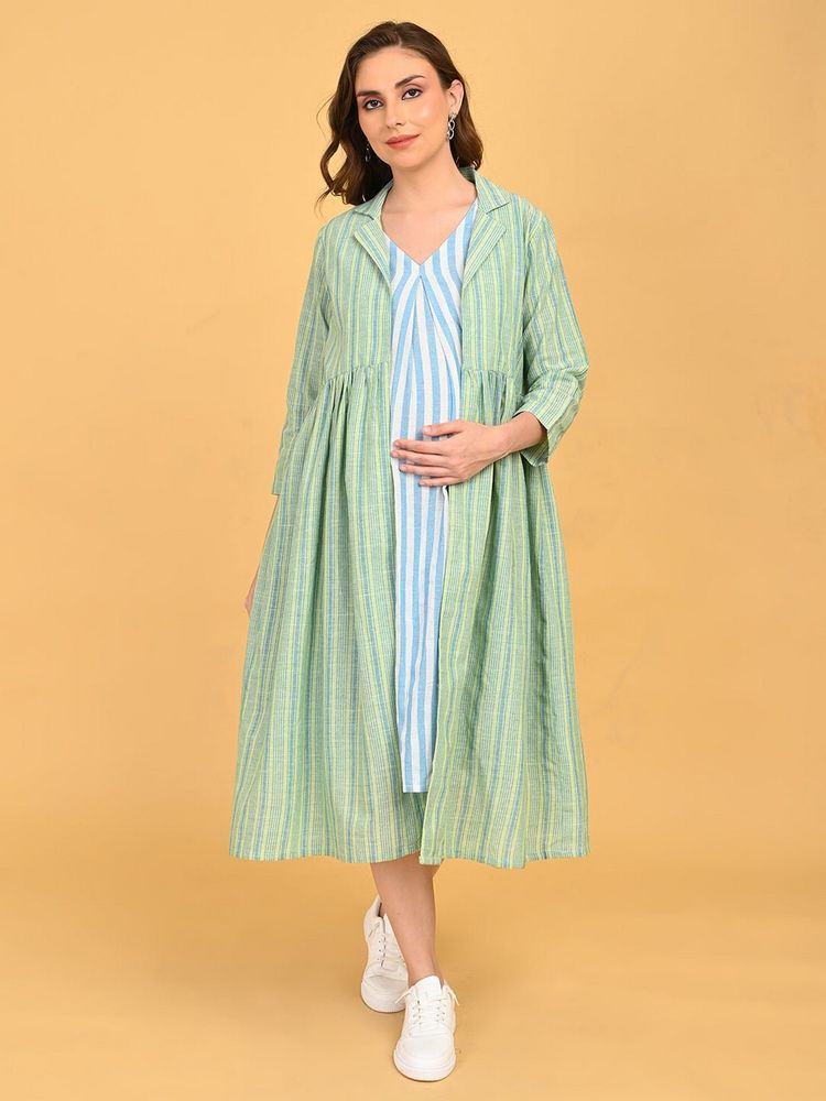 The Mom Store Stripe Duet Maternity and Nursing Dress with Jacket-image-3