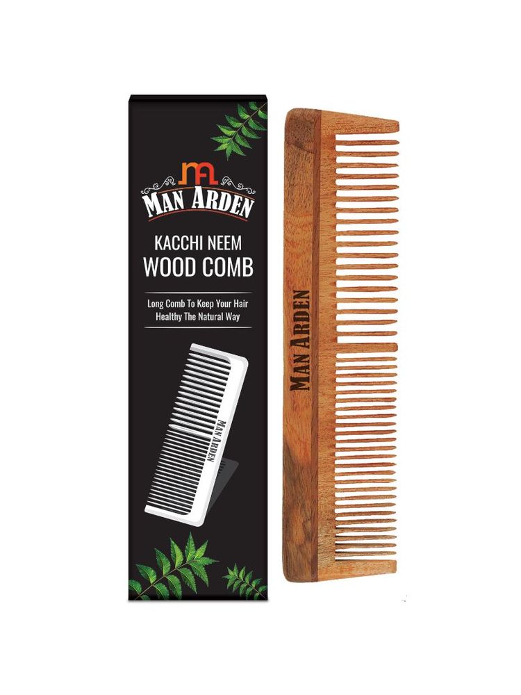 Man Arden Natural Kacchi Neem Wood Hair Comb For Healthy Scalp-image-38