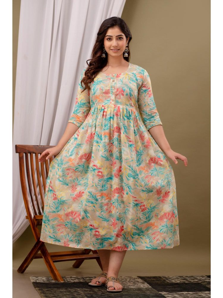 UrbanRang Peach Bloom Flared Maternity Maxi with Dual Zippers-picture-10