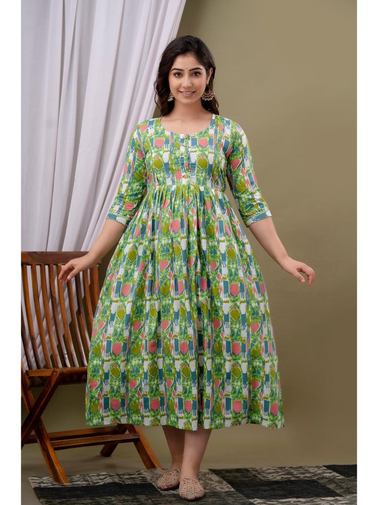 UrbanRang Fresh Green Garden Maternity Maxi with Zippers-picture-24