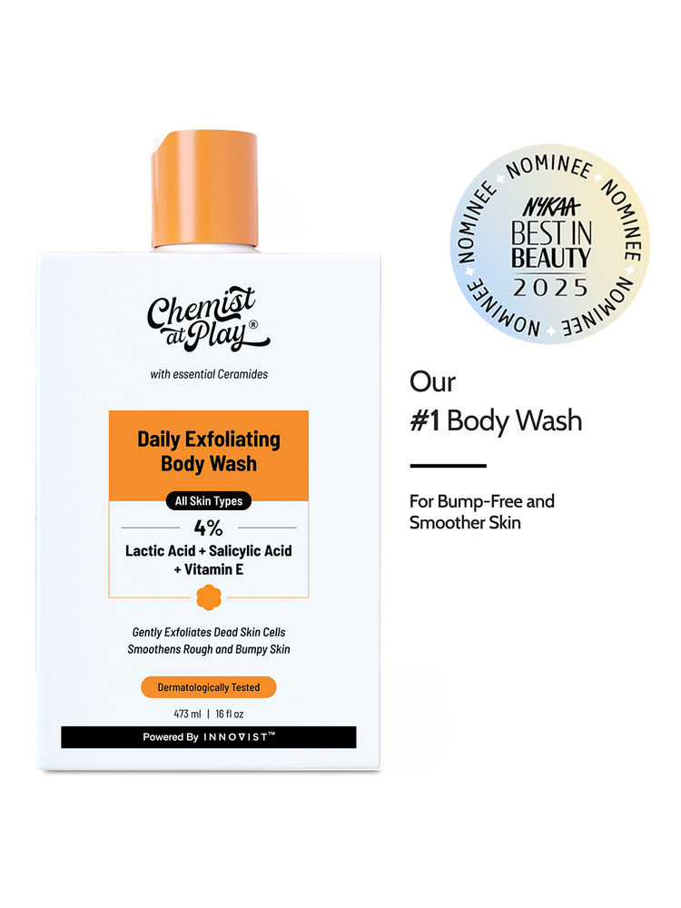 Chemist At Play Exfoliating Body Wash with 4% Lactic Acid, Salicylic Acid & Vit E, Treats Back Acne