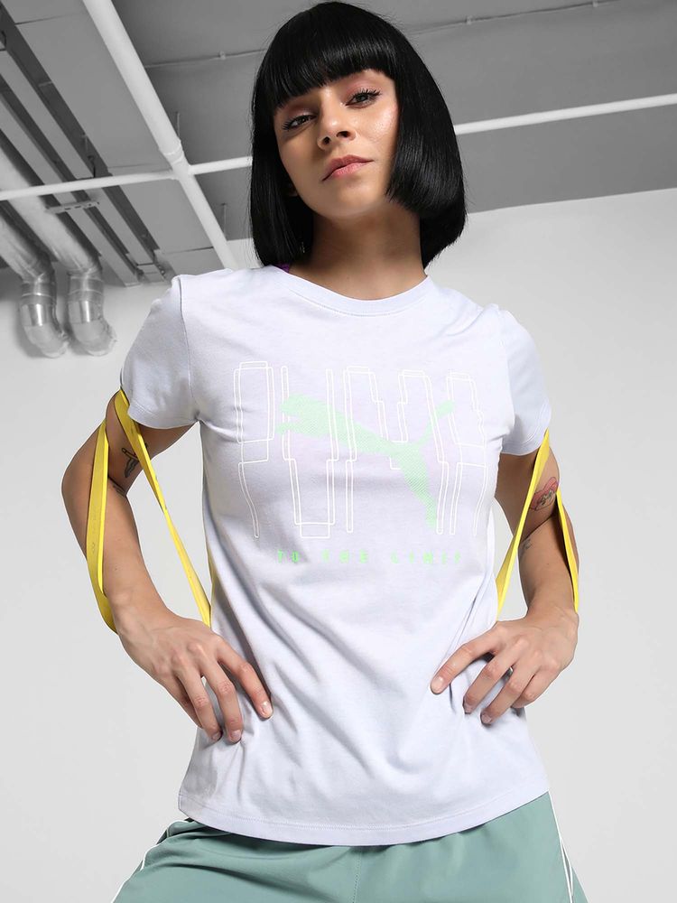 Puma Women Grey Training Graphic Printed T-shirt-image-35