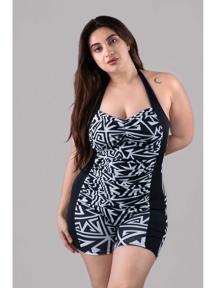 Keepfit Grey Printed Regular Fit Swimwear-image-0