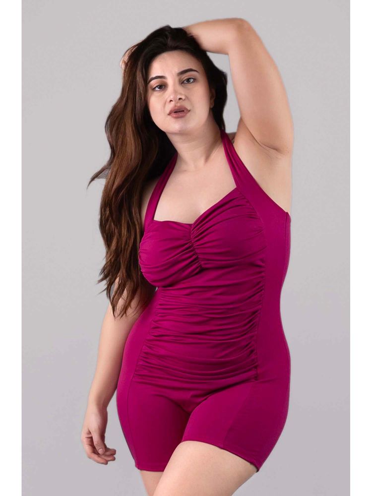 Keepfit Pink Solid Regular Fit Swimwear-image-24