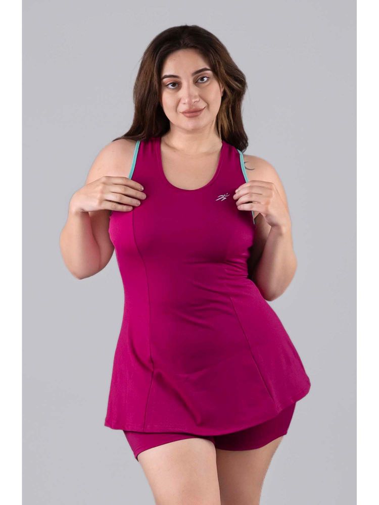 Keepfit Pink Solid Regular Fit Top and Shorts-image-22