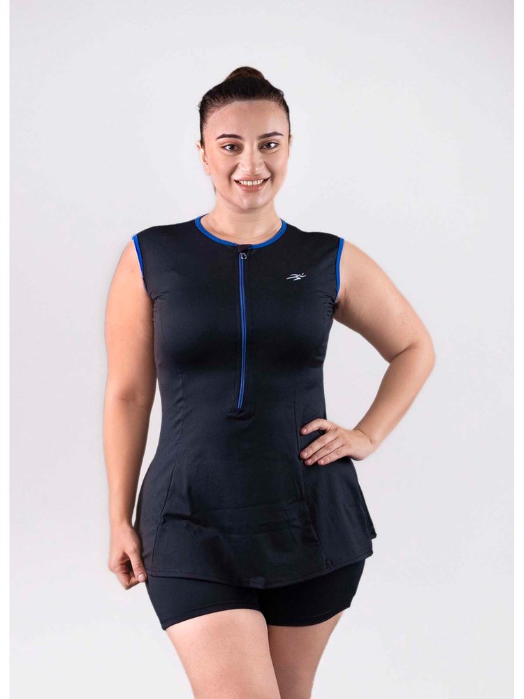 Keepfit Black Solid Regular Fit Top and Shorts-image-1