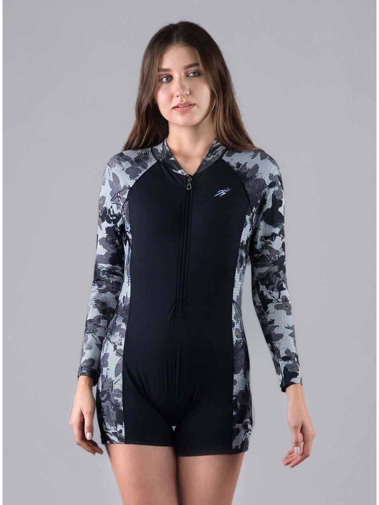 Keepfit Black Printed Regular Fit Swimwear-image-26
