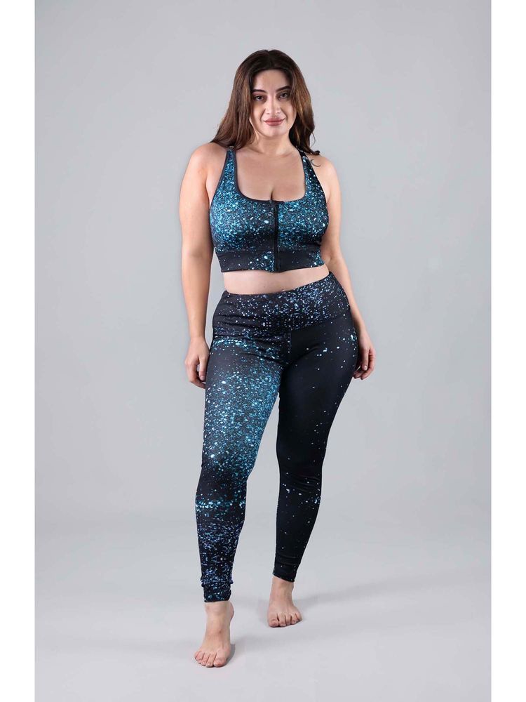 Keepfit Blue Printed Regular Fit Top and Leggings-image-5