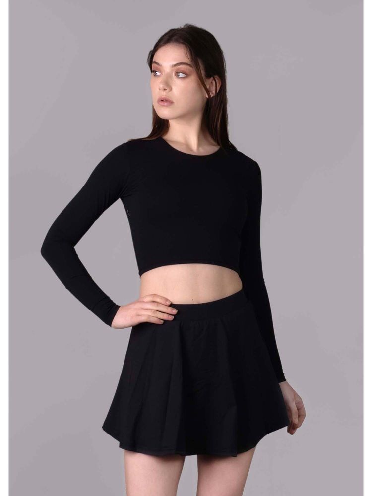 Keepfit Black Solid Regular Fit Top and Skirt-image-5