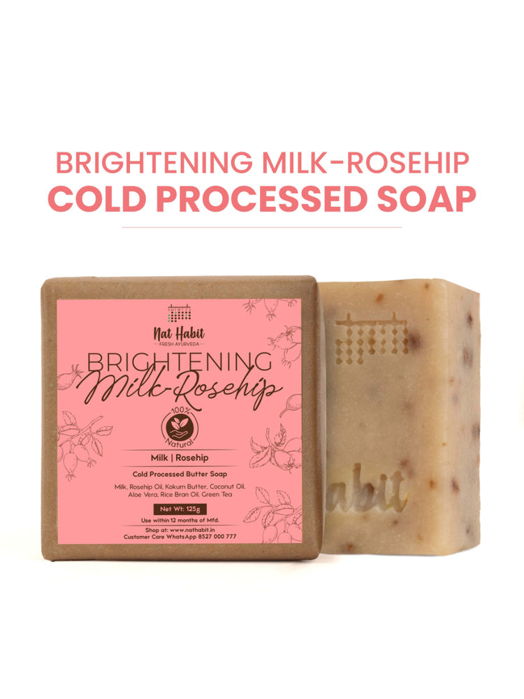 Nat Habit Cold Process Milk Rosehip Butter Bath Soap - Vit C For Skin Cleansing, Whitening &Handmade-picture-19