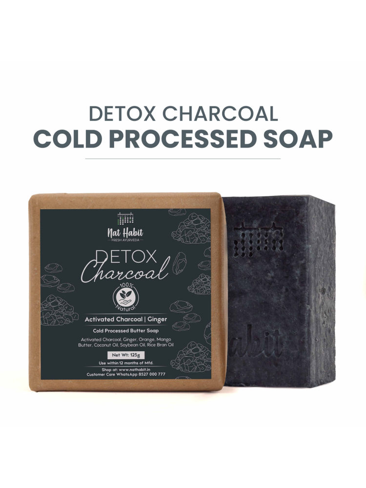 Nat Habit Cold Process Charcoal Detox Butter Bath Soap-Detoxification, De-Tan & Blackhead Handmade-picture-45