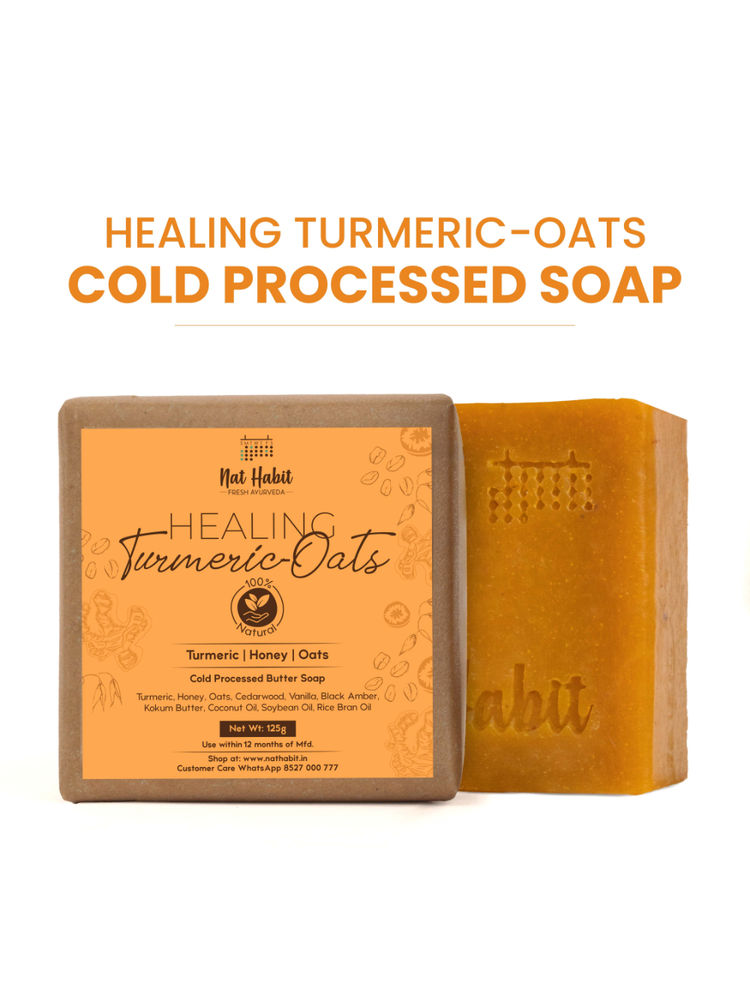 Nat Habit Cold Process Turmeric Butter Bath Soap - Exfoliation, Acne, Skin Brightening & Dark Spots
