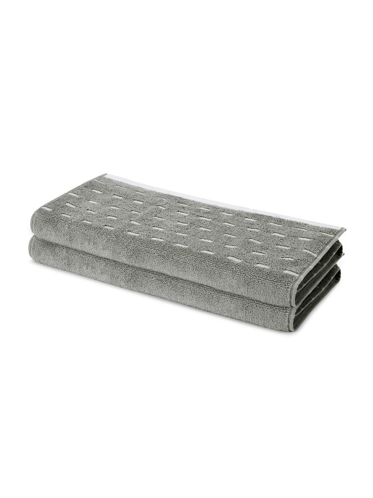 SPACES Grey Airsoft Cotton 450 GSM Dobby Plain Hand Towels (Pack of 2)-picture-20