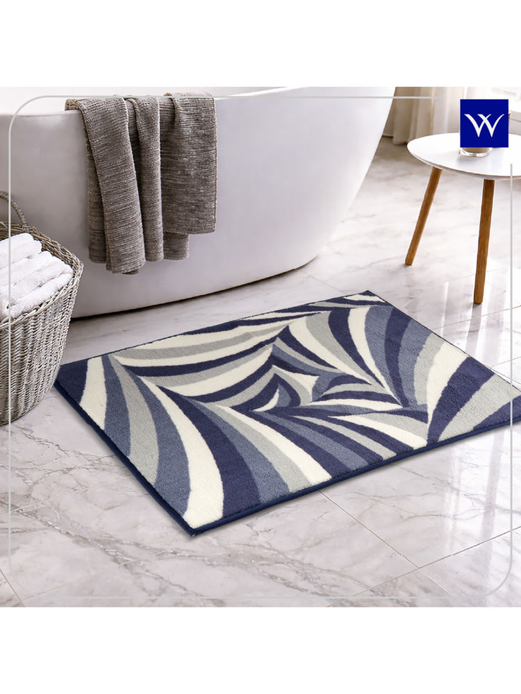 Welspun Navy Blue Ethan Polyester Machine Tufted Stain Resistant Bath Mat (L)-image-48