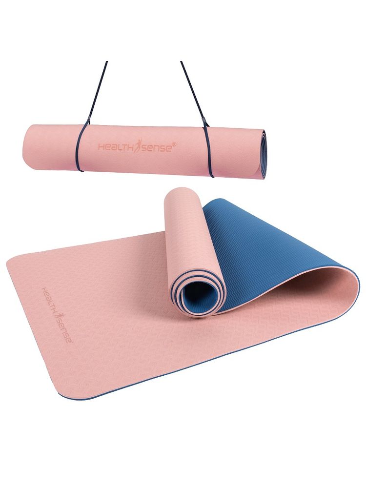HealthSense Yoga Mat For Women & Men With Carry Rope Ym 601 - Pink & Blue