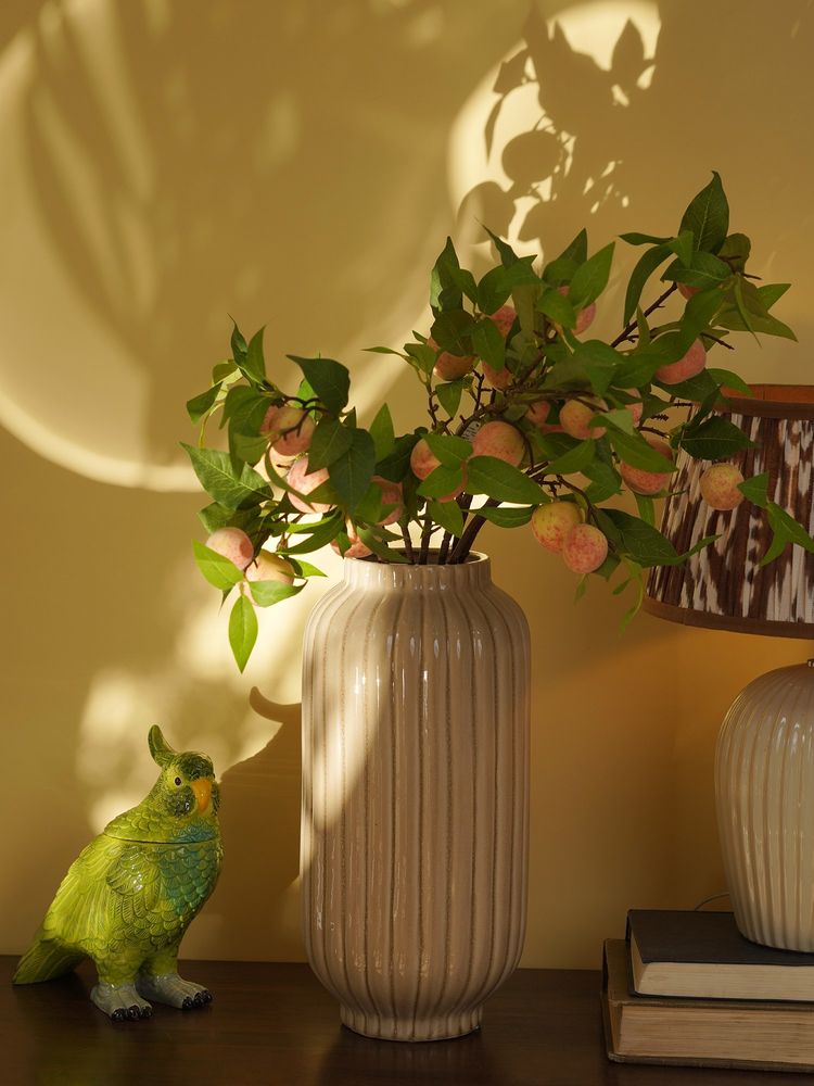 Pure Home + Living Beige Ribbed Ceramic Vase (L)-image-22