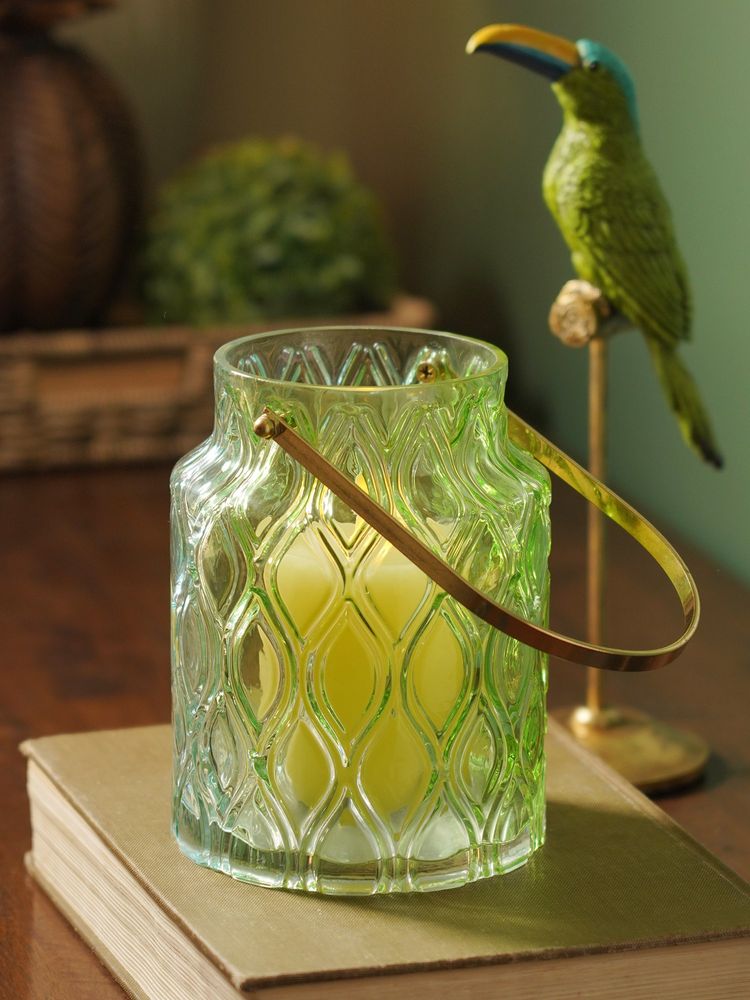 Pure Home + Living Green Blue Ombre Textured Glass Lantern-image-40