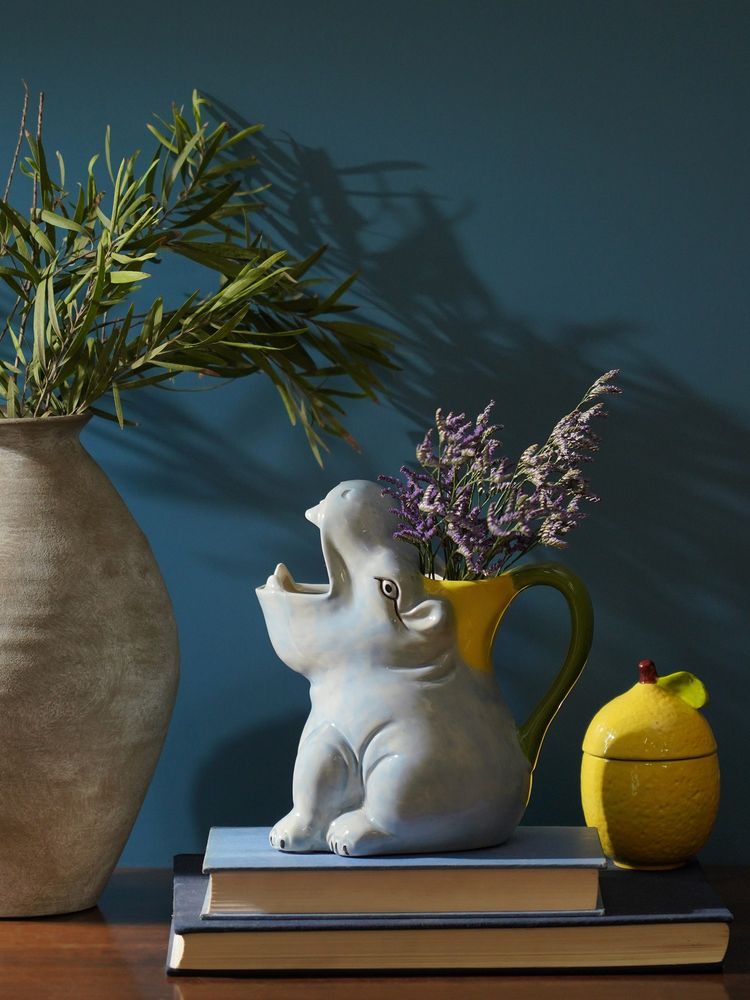 Pure Home + Living Grey Ceramic Sitting Hippo Vase-image-3