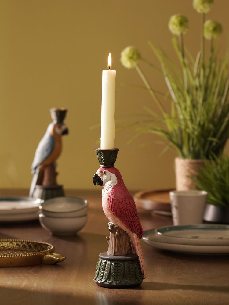 Pure Home + Living Red Pink Polyresin Macaw Candle Holder-image-42